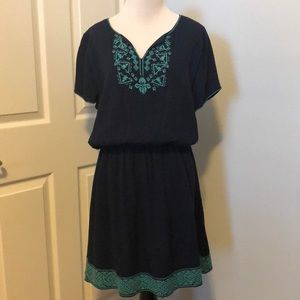 Navy and Teal Flowy Dress